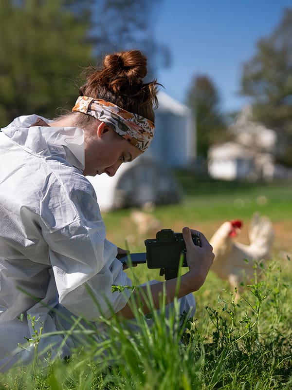 Monica Filming Chickens
